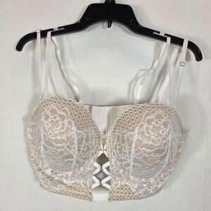 Cacique White Lace Longline Boost Strapless Bra 40D